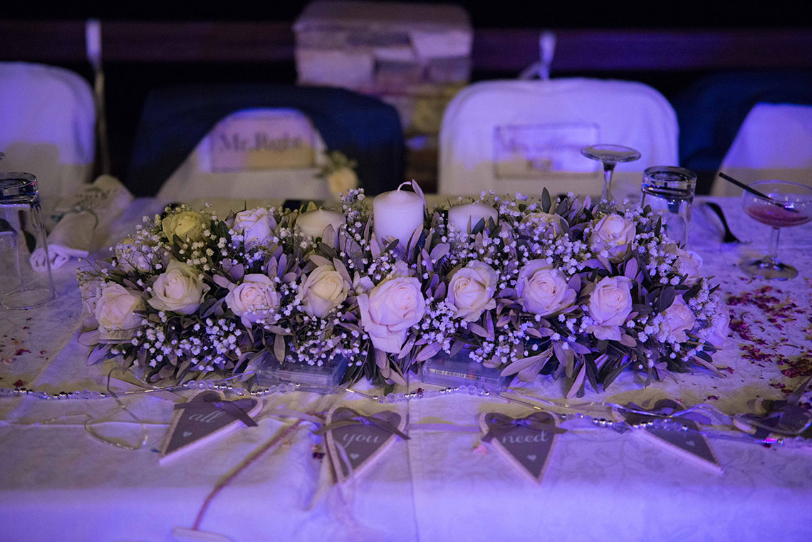 Decoration of the couple table with flowers