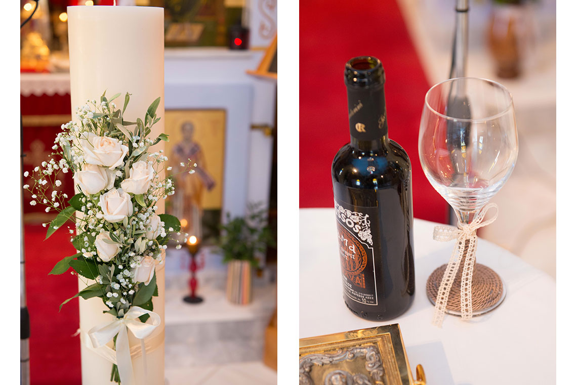 Wedding candles and the ceremony tray with wine