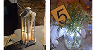 Metal lantern and table decoration with chamomile