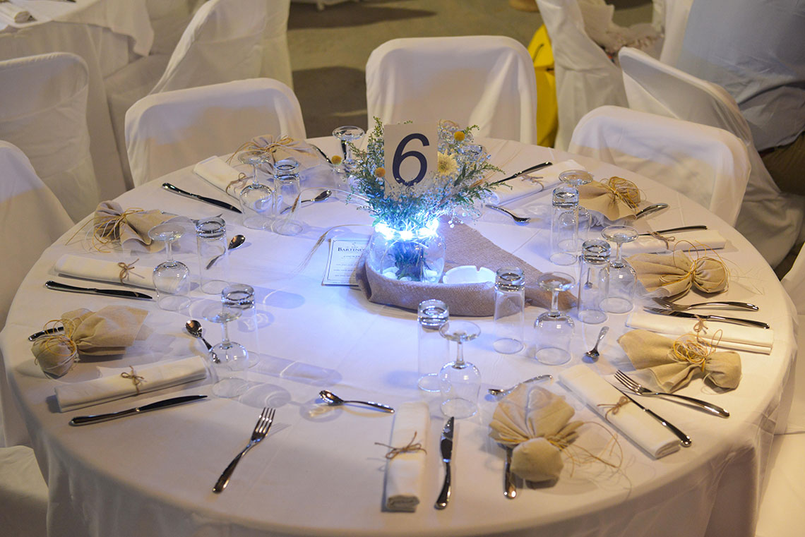 Decoration of a table with beige colors